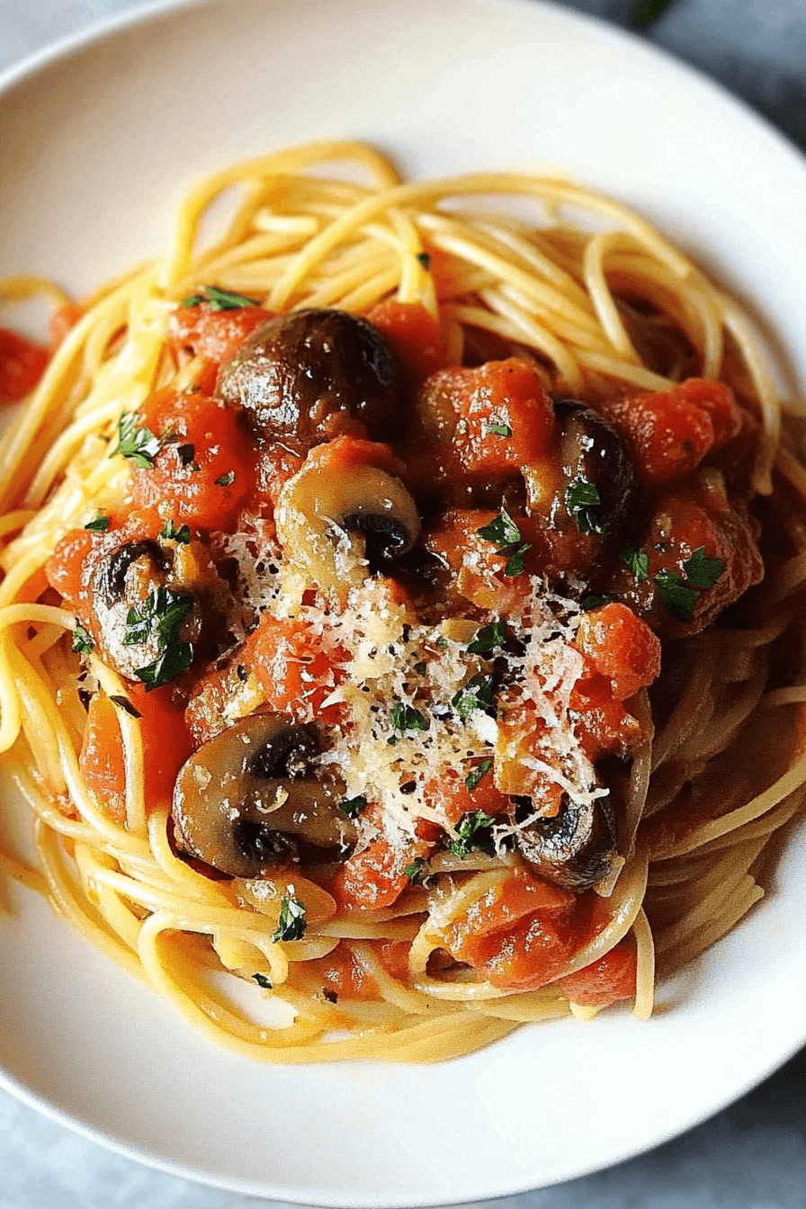 Tomato Mushroom Spaghetti