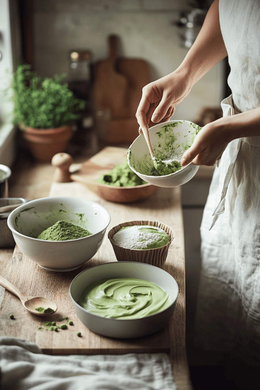 Fluffy Matcha Muffins