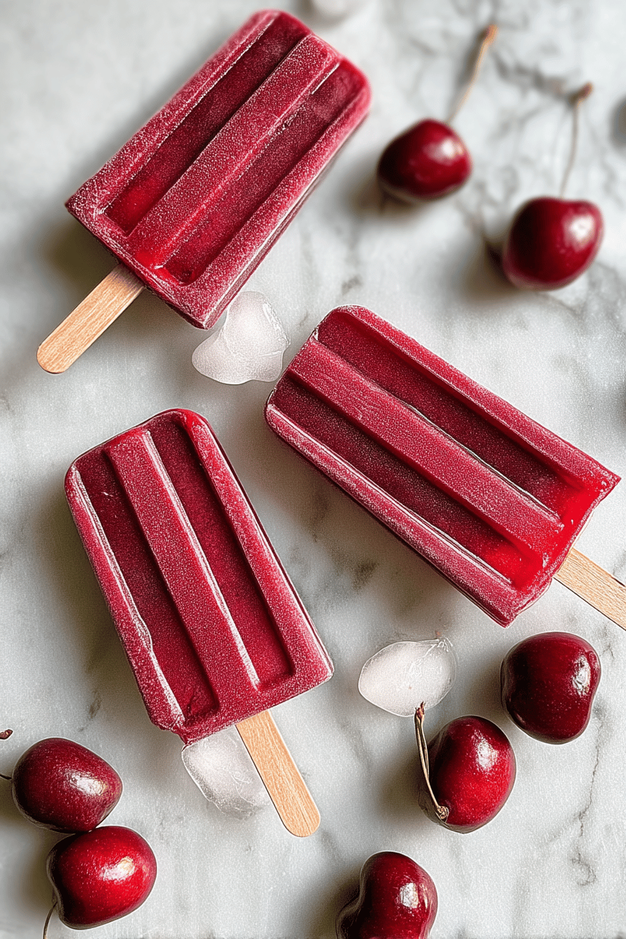 Fresh Cherry Popsicles Recipe With Simple Ingredients And Creamy Yogurt Twist. 6 Fresh Cherry Popsicles Recipe