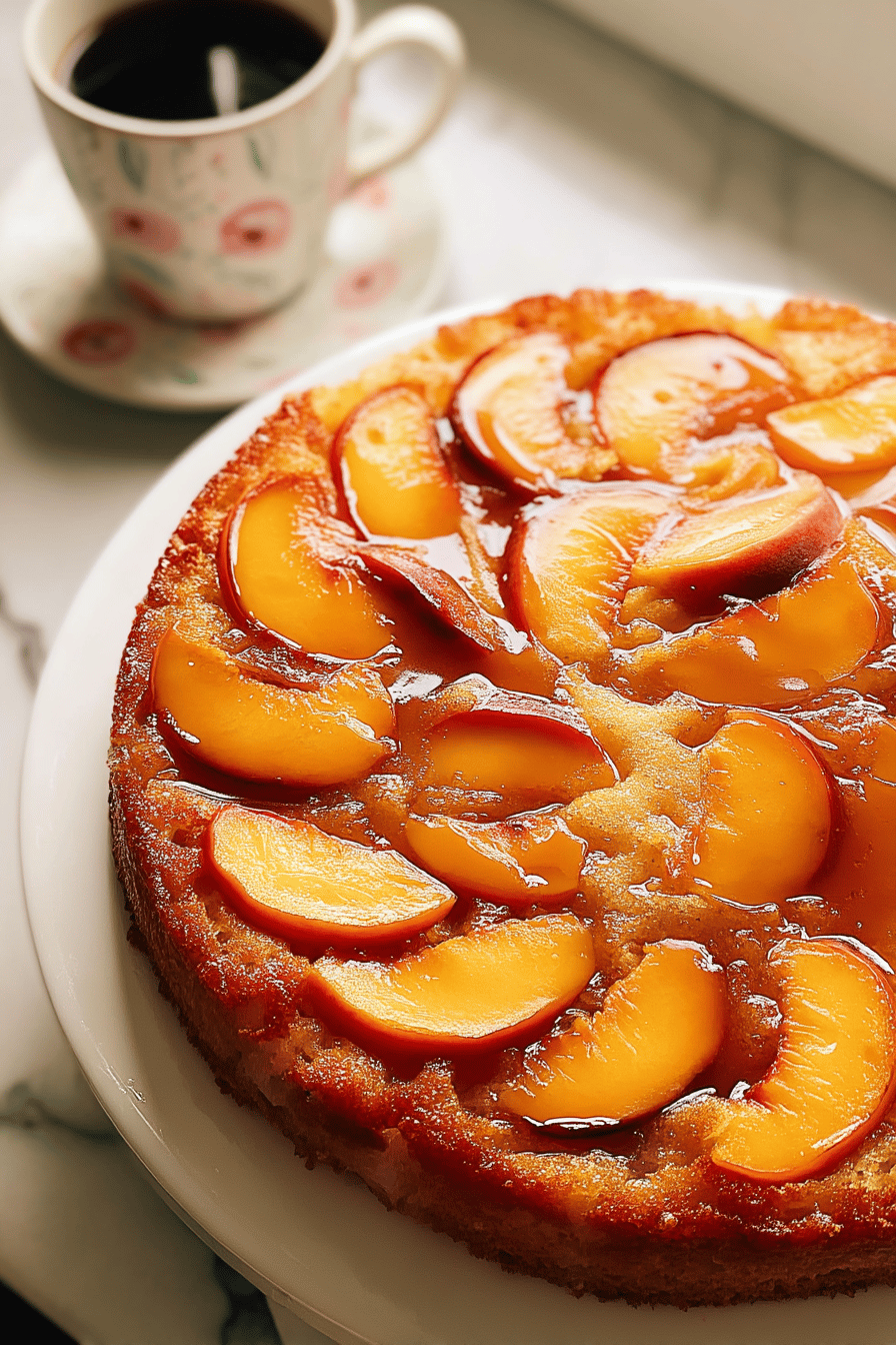 Peach Upside Down Cake Simple Summer Dessert Recipe. 6 Peach Upside Down Cake