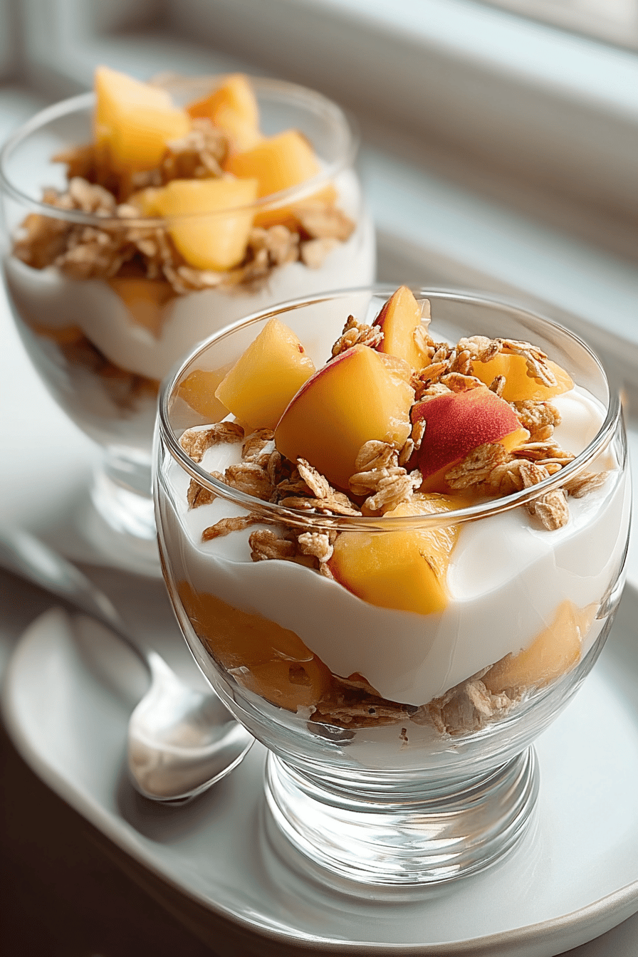 Peach Yogurt Parfaits With Fresh Granola Layers 7 Peach Yogurt Parfaits