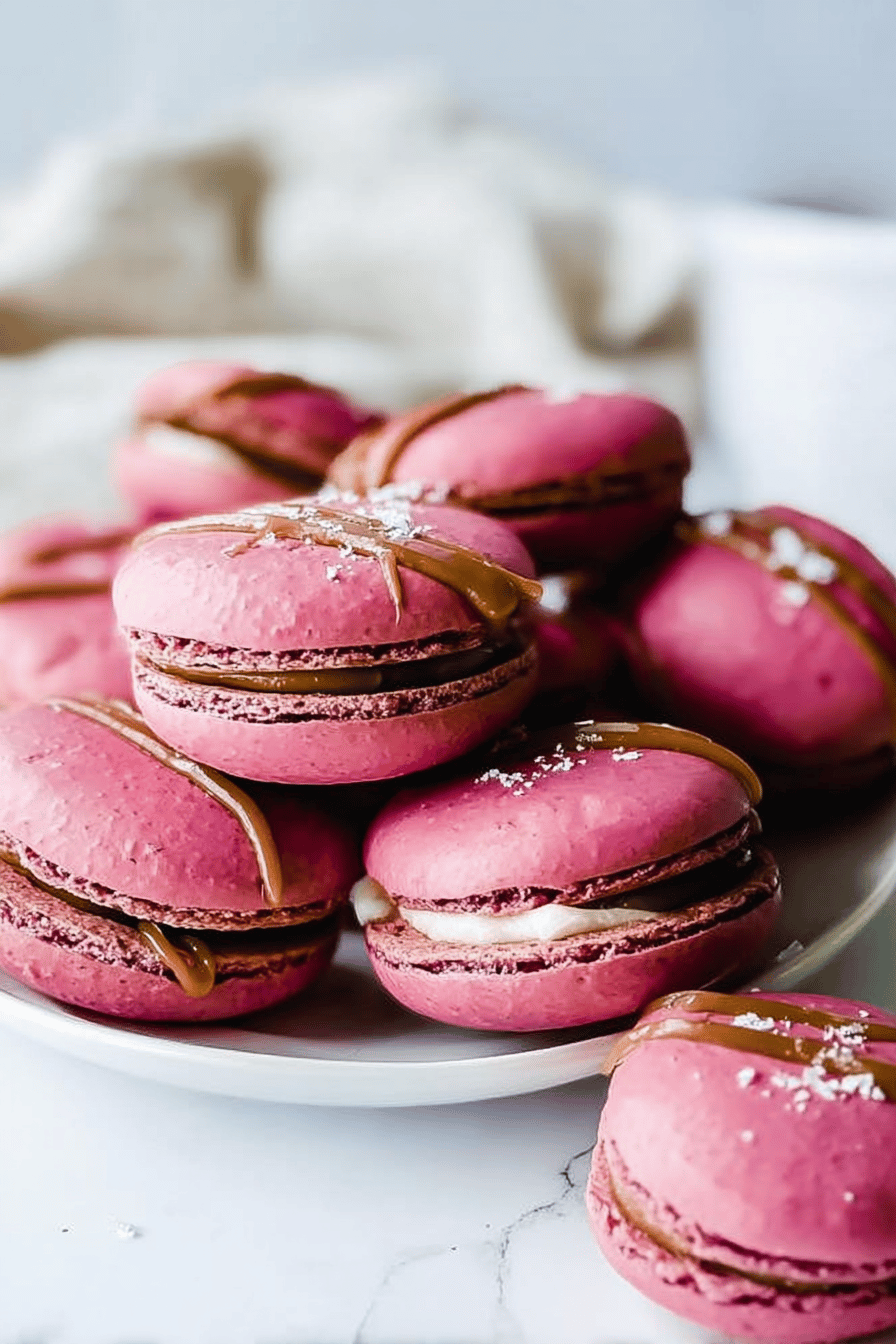 Balsamic Caramel Strawberry Macarons