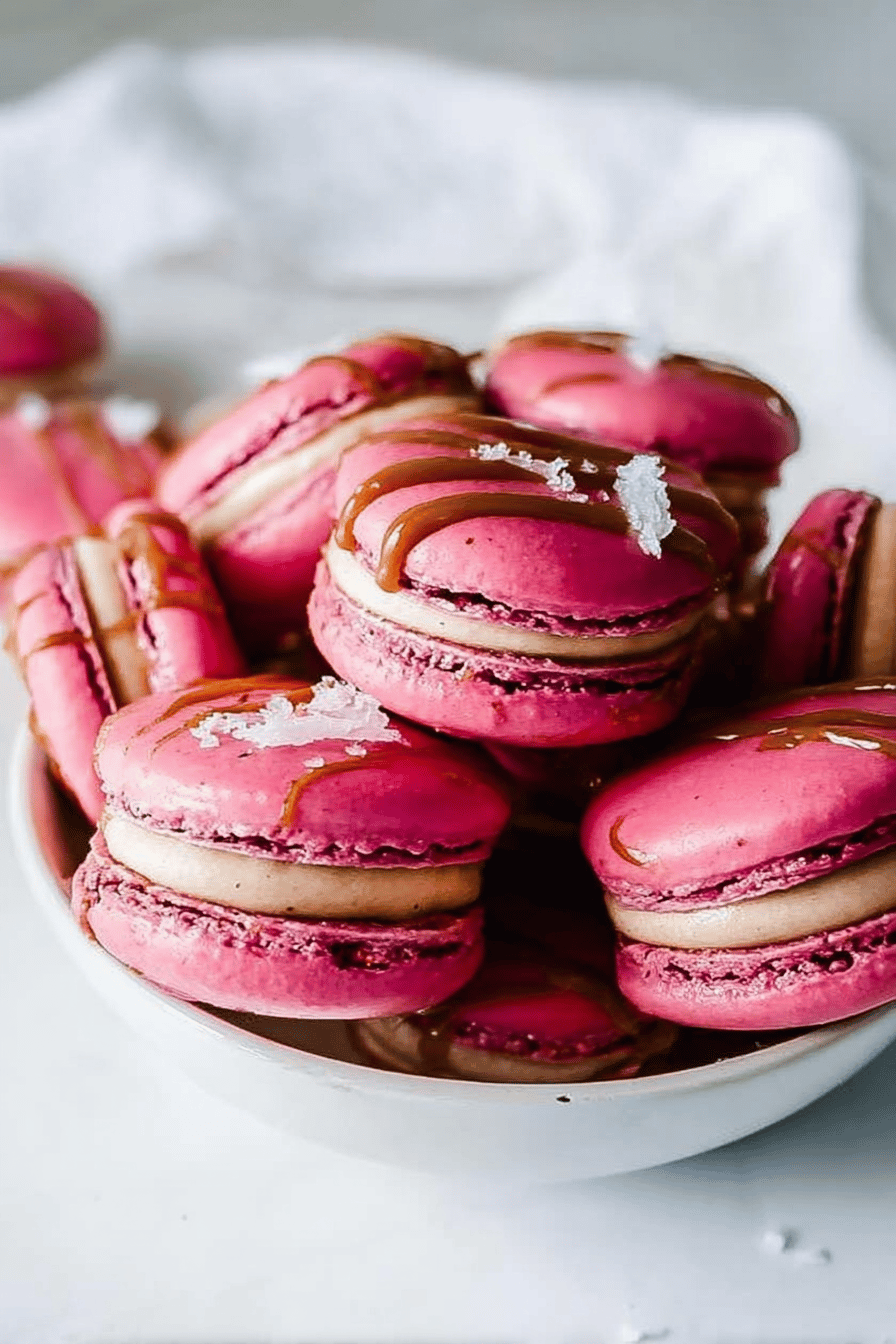 Balsamic Caramel Strawberry Macarons