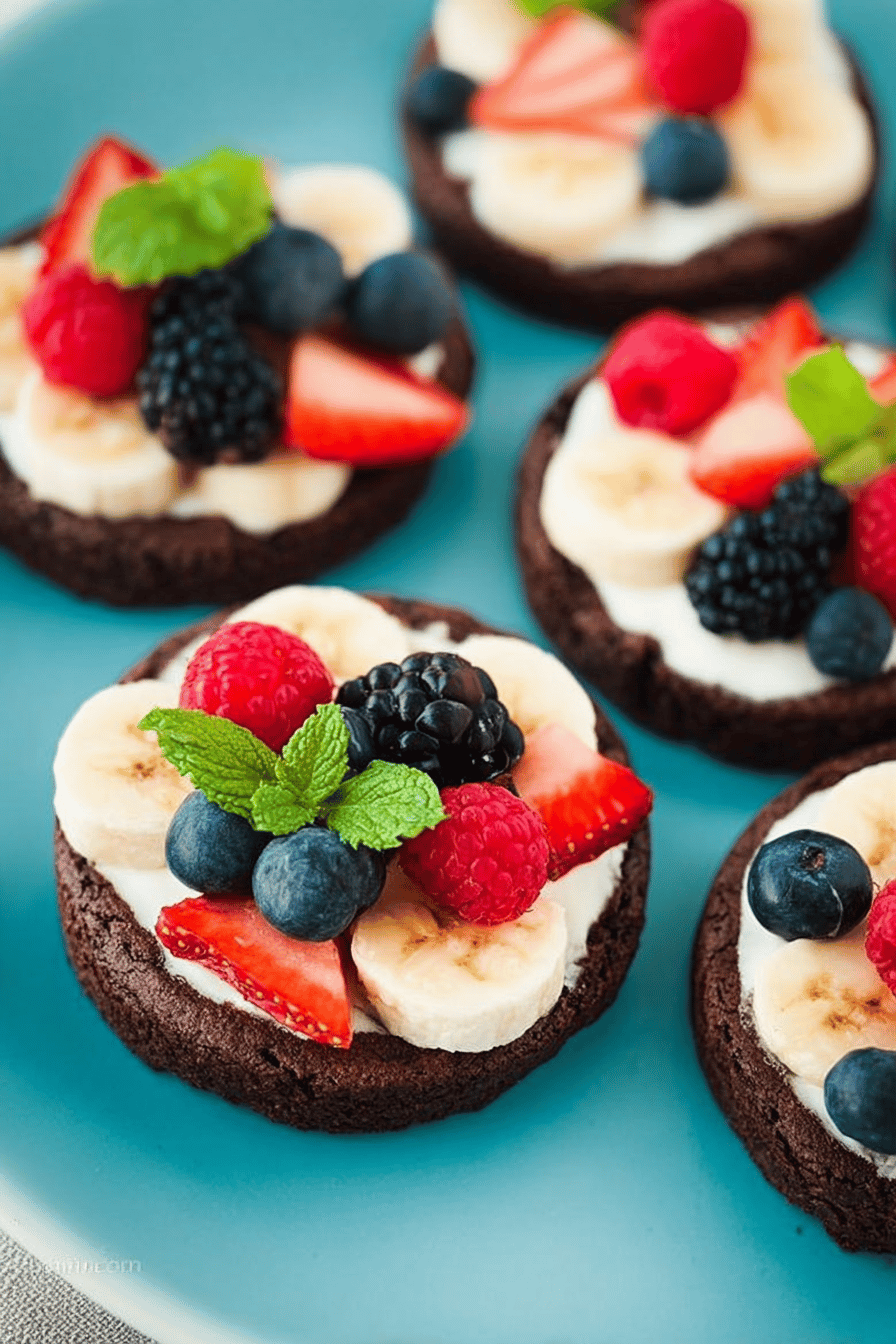 Mini Brownie Fruit Pizzas With Cream Cheese Frosting Recipes 7 Mini Brownie Fruit Pizzas