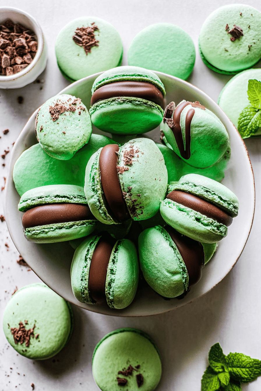 Mint Chocolate Macarons Recipe With Smooth Ganache Filling 7 Mint Chocolate Macarons