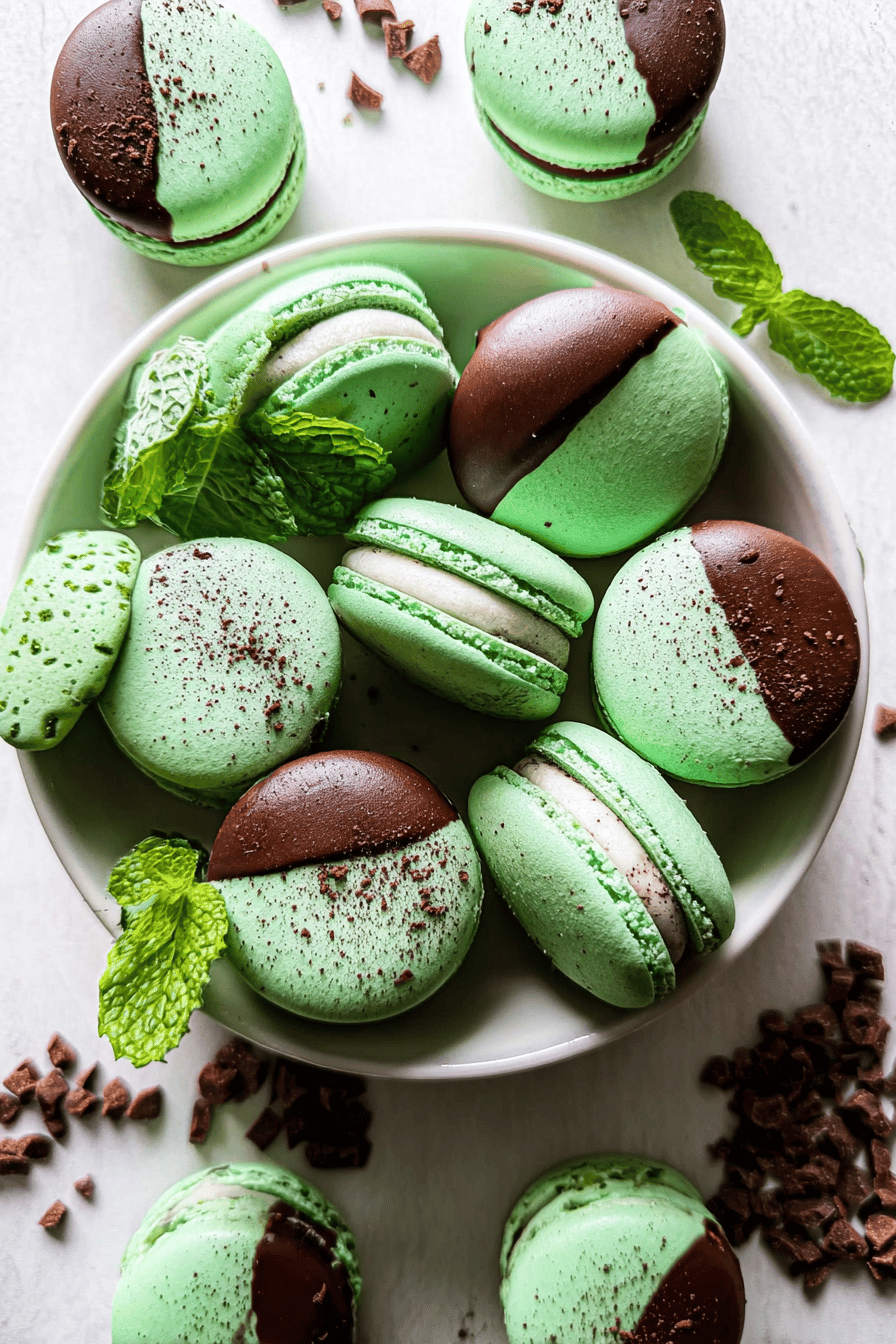 Mint Chocolate Macarons Recipe With Smooth Ganache Filling 6 Mint Chocolate Macarons