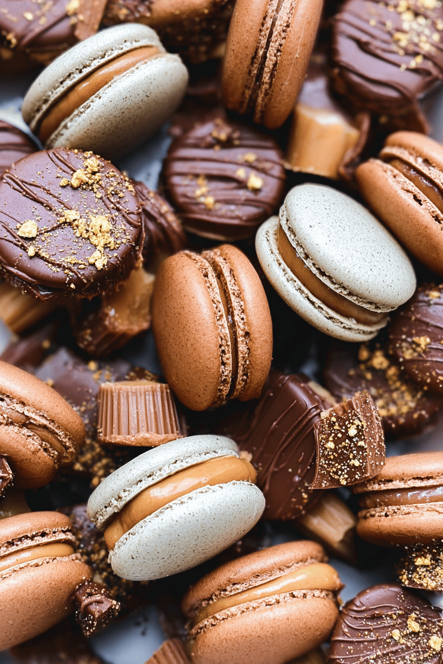 Reese’s Macarons Recipe With Creamy Peanut Butter Filling 7 Reeses Macarons