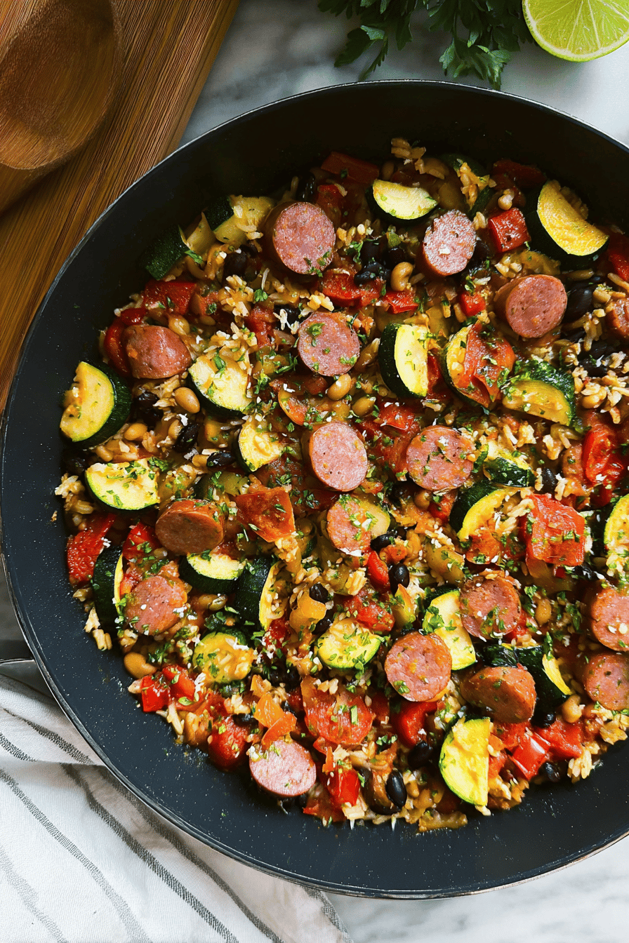 Sausage Zucchini Brown Rice Skillet