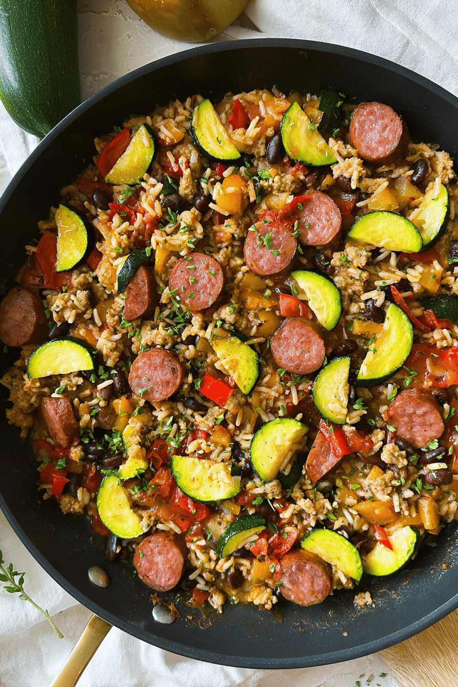 Sausage Zucchini Brown Rice Skillet