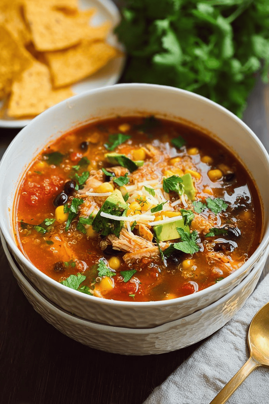 Slow Cooker Chicken Enchilada Quinoa Soup Recipe For Easy Dinners 6 Slow Cooker Chicken Enchilada Quinoa Soup