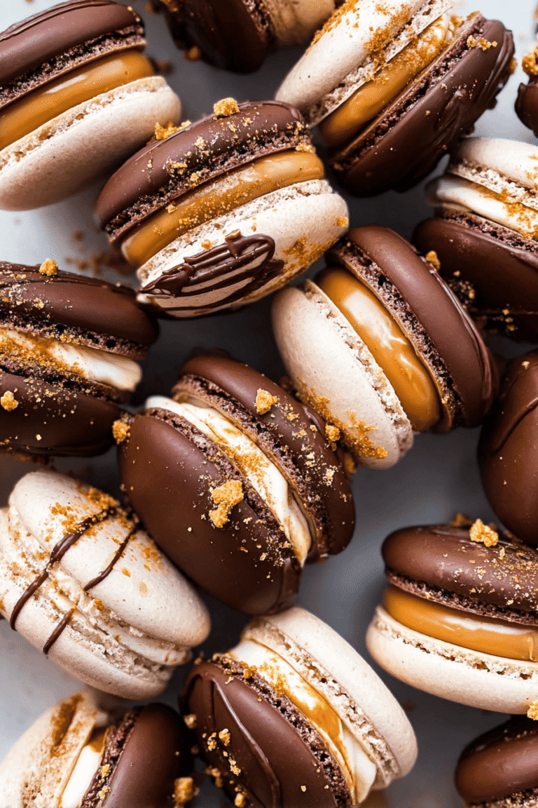 Snickers Macarons Recipe With Creamy Peanut Butter And Chocolate Filling 8 Snickers Macarons 7.Png