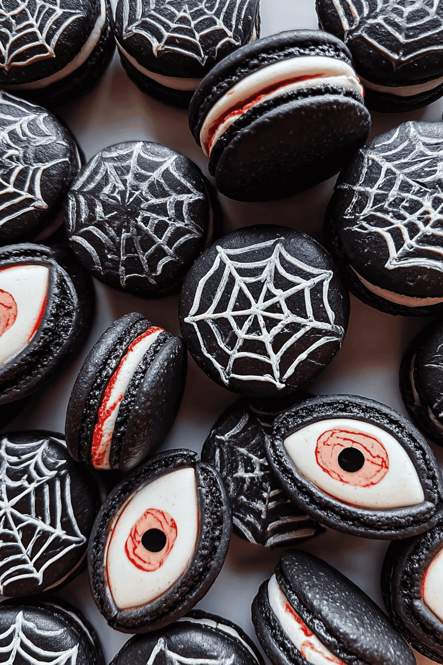 Spider Web Macarons Recipe With Easy Step-By-Step Instructions 7 Spider Web Macarons
