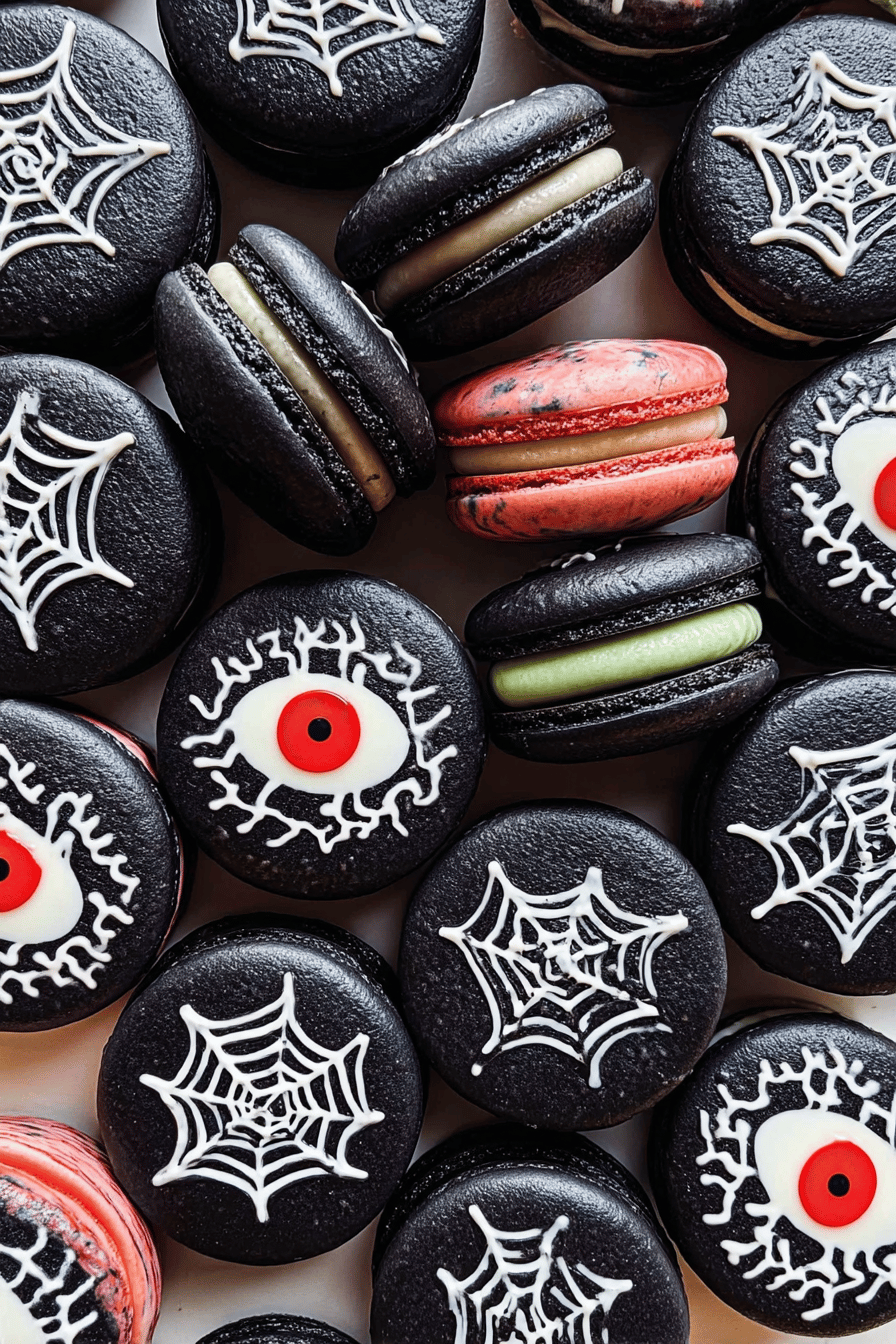 Spider Web Macarons Recipe With Easy Step-By-Step Instructions 6 Spider Web Macarons