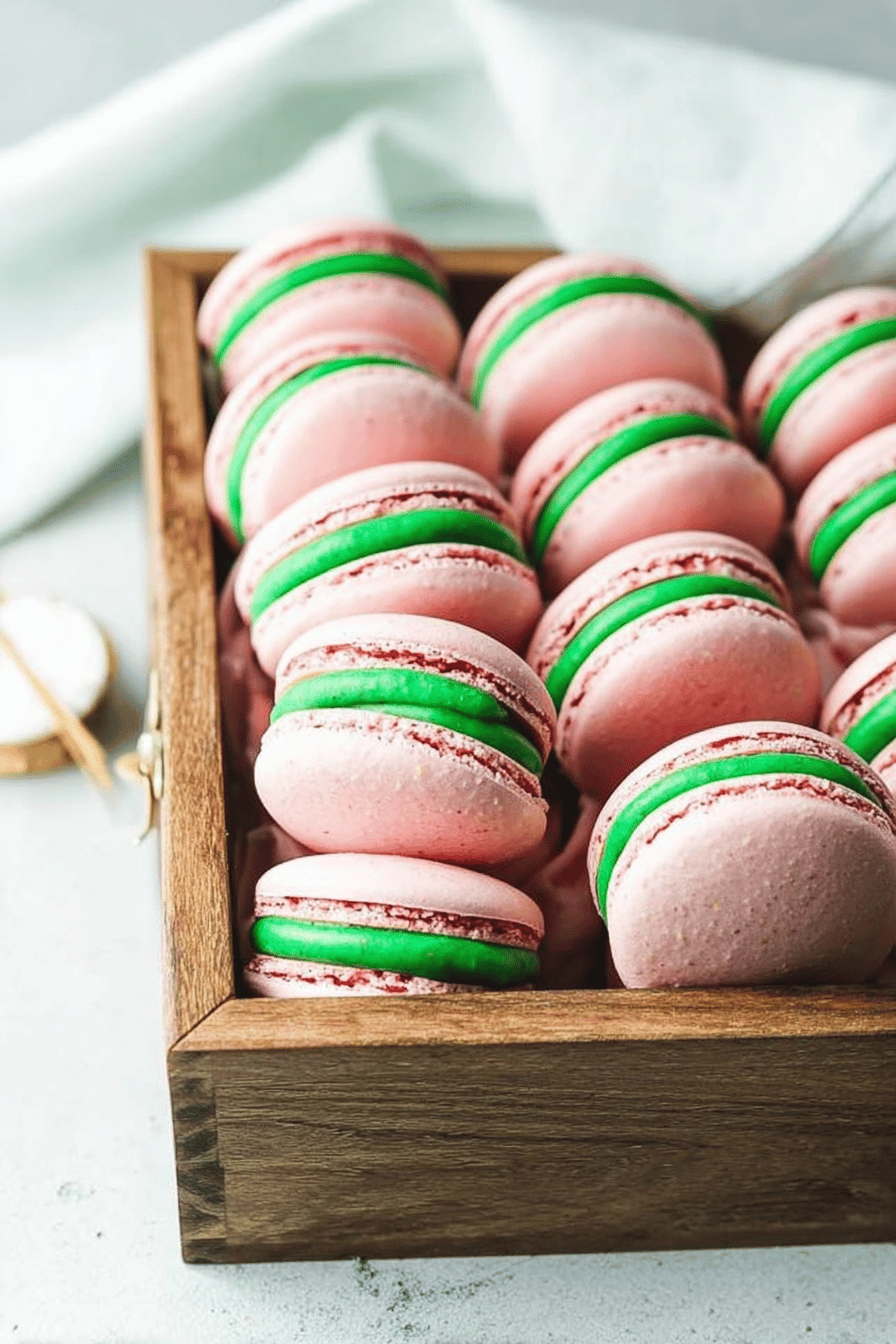 Strawberry Mint Macarons