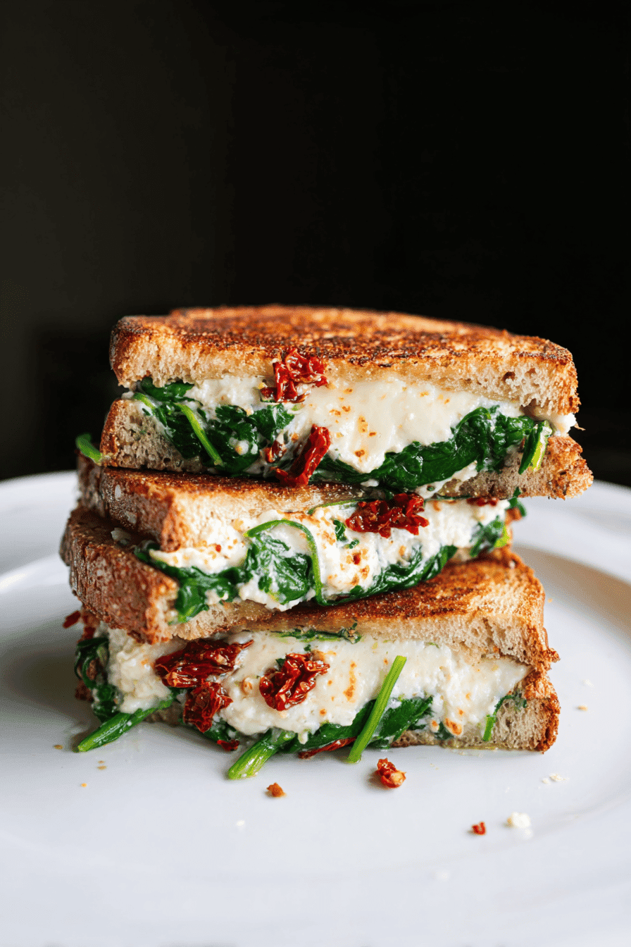 Sun Dried Tomato Spinach Ricotta Grilled Cheese