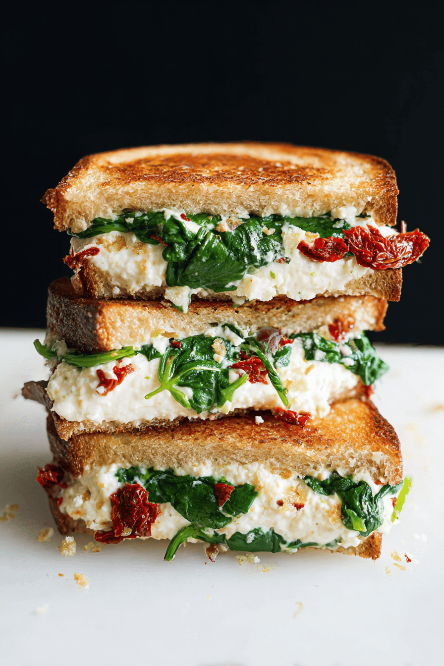 Sun Dried Tomato Spinach Ricotta Grilled Cheese