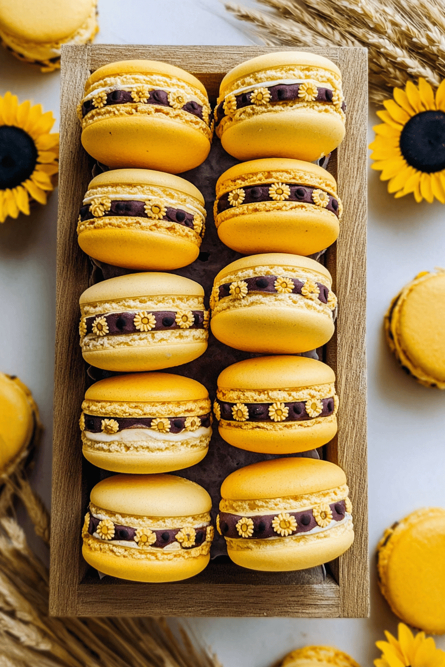 Sunflower Macarons Recipe With Nutty And Floral Flavors 7 Sunflower Macarons