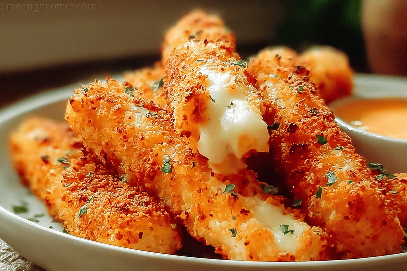 Cheesy Doritos Encrusted Mozzarella Sticks