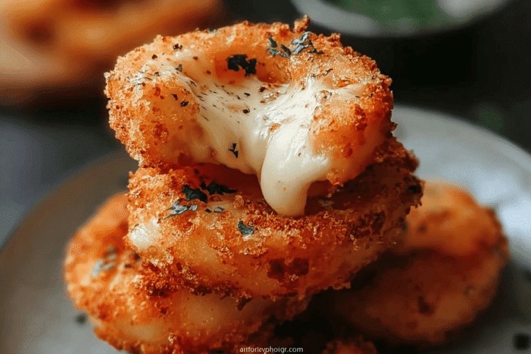 Mozzarella Stick And Onion Rings Recipe For Crispy, Cheesy Snacks 8 Cheesy Stuffed Mozzarella Onion Rings 100.Png