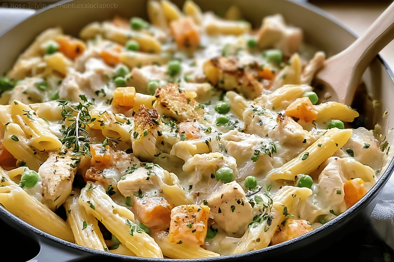 Chicken Pot Pie Pasta Recipe With Creamy Sauce And Tender Chicken 6 Chicken Pot Pie Pasta