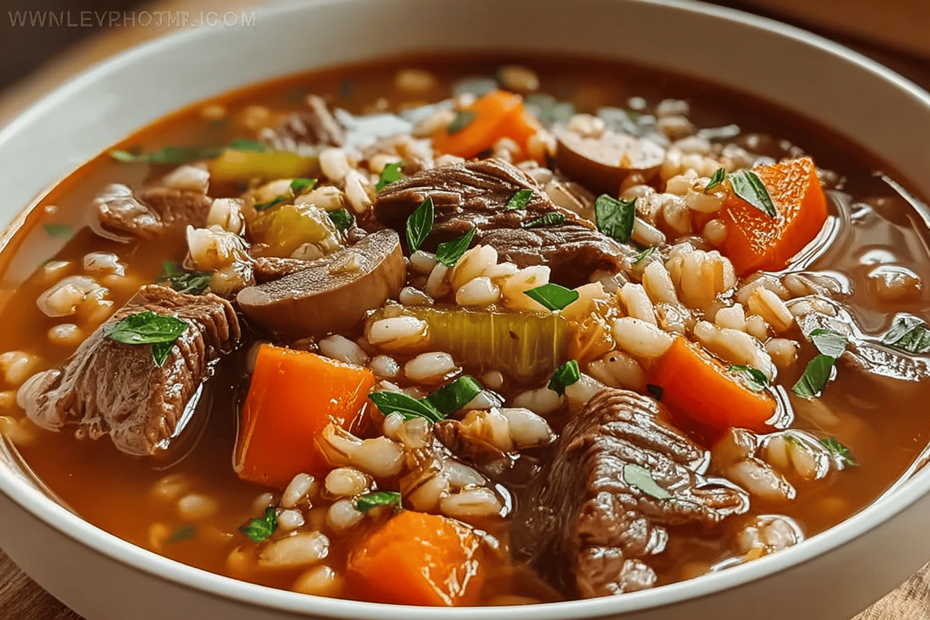 Beef Barley Soup With Hearty Vegetables And Tender Chunks 6 Hearty Beef Barley Soup