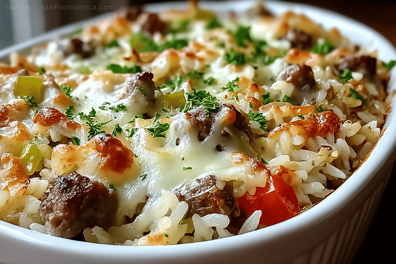 Philly Cheesesteak Alfredo Rice Casserole Recipe With Creamy Cheese Sauce 7 Philly Cheesesteak Alfredo Rice Casserole
