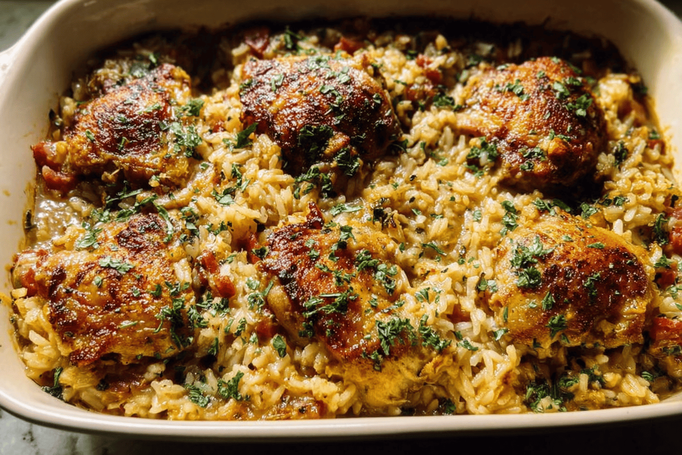 Chicken Thighs And Rice Casserole