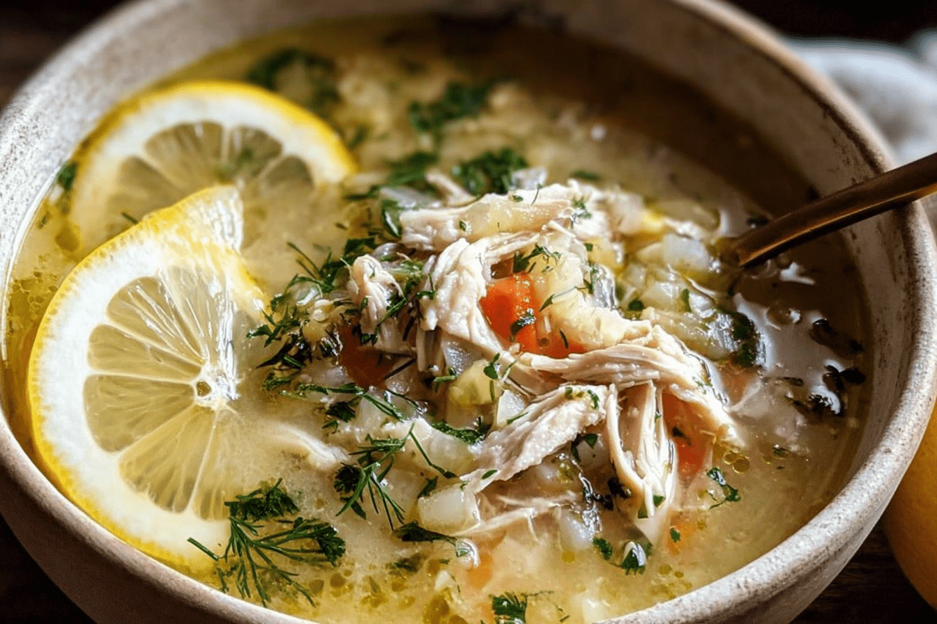 Mediterranean Lemon Chicken Soup