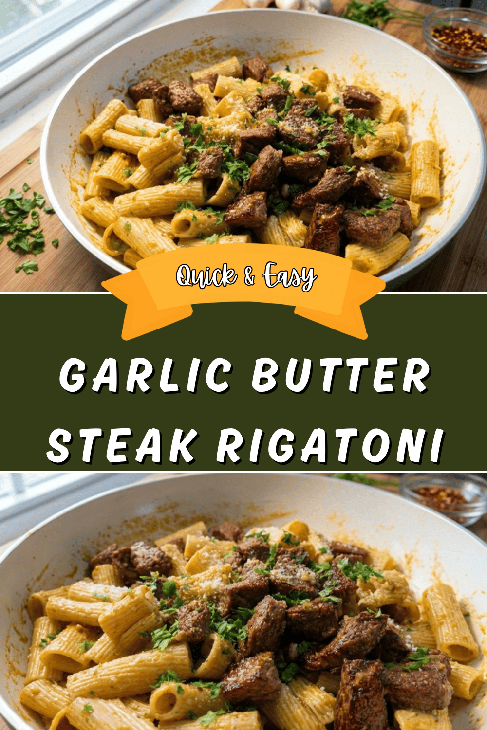 Garlic Butter Steak Bites With Creamy Mozzarella Rigatoni 🥩🧄🧀 7 Garlic Butter Steak Rigatoni