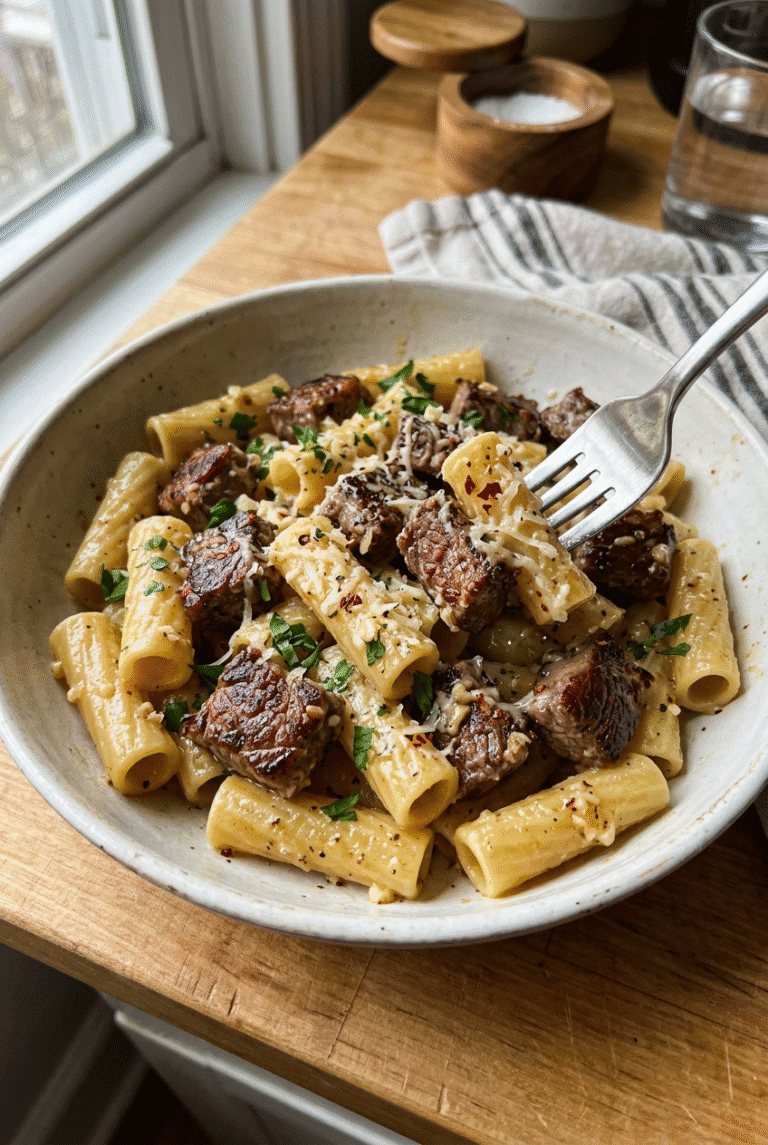 Garlic Butter Steak Bites With Creamy Mozzarella Rigatoni 🥩🧄🧀 8 Garlic Butter Steak Rigatoni 32.Png