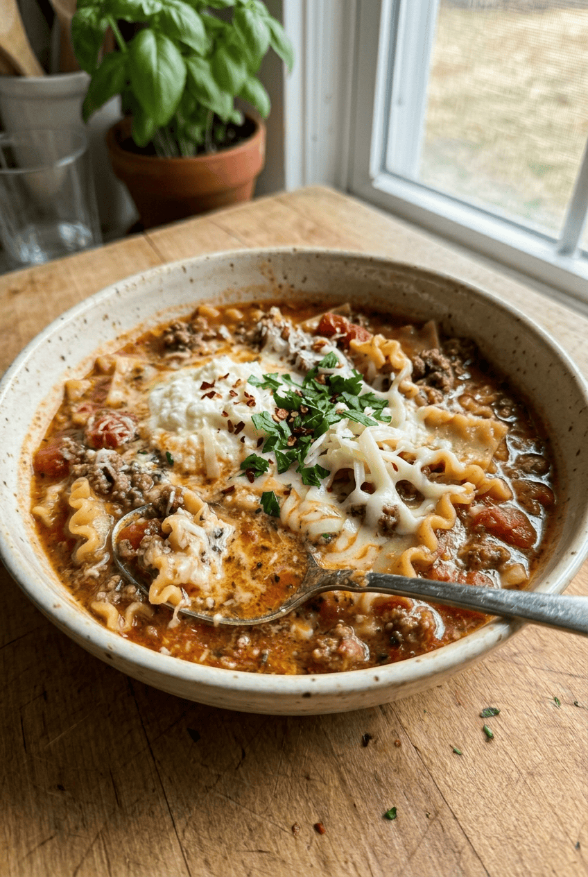 One Pot Lasagna Soup