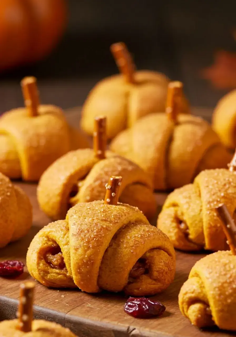25 Pumpkin Shaped Appetizers To Make, Pumpkin Crescent Roll Ups