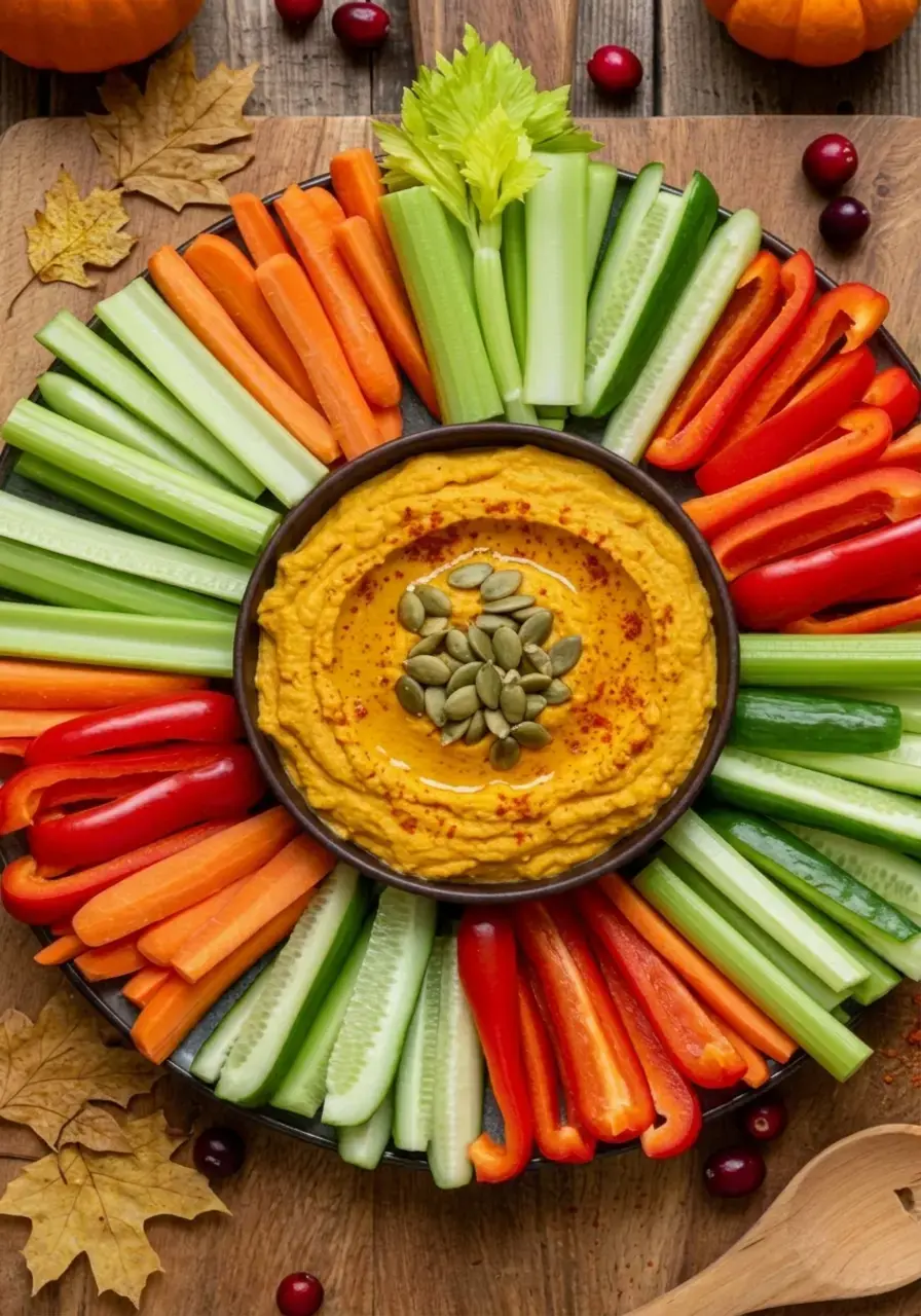25 Pumpkin Shaped Appetizers To Make, Pumpkin Hummus Platter