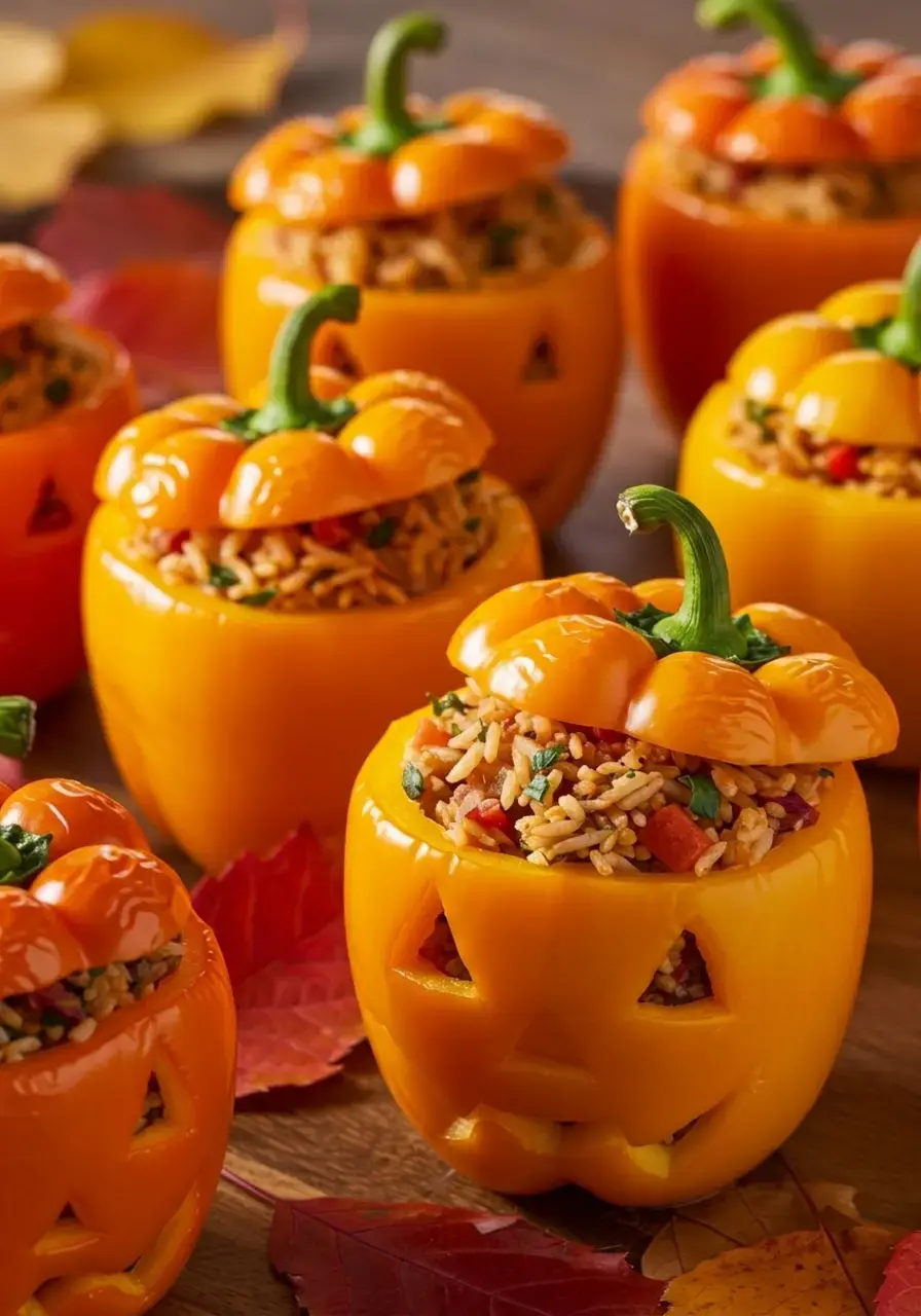 25 Pumpkin Shaped Appetizers To Make, Pumpkin Stuffed Peppers