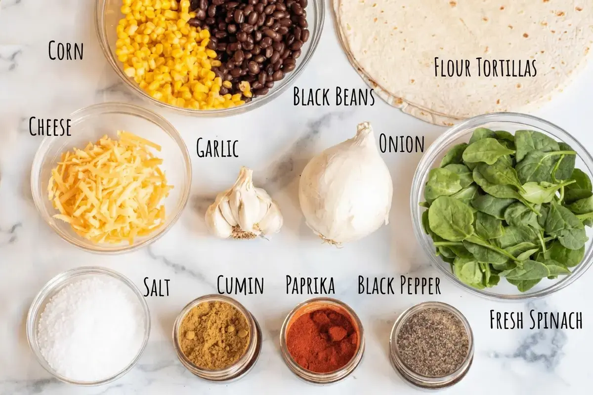 5 Black Bean And Spinach Burrito Recipes For Quick Vegetarian Dinners 2 5 Black Bean And Spinach Burrito Recipes, Ingredients Needed