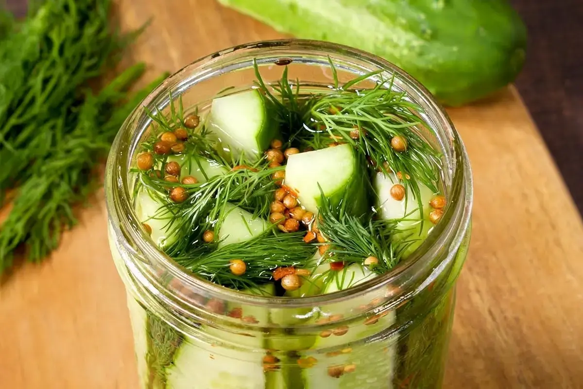 Easy Refrigerator Dill Pickles Recipe, Step 5: Pour The Brine