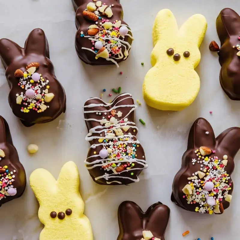 20+ Delicious Easter Treats, 14. Chocolate Dipped Peeps