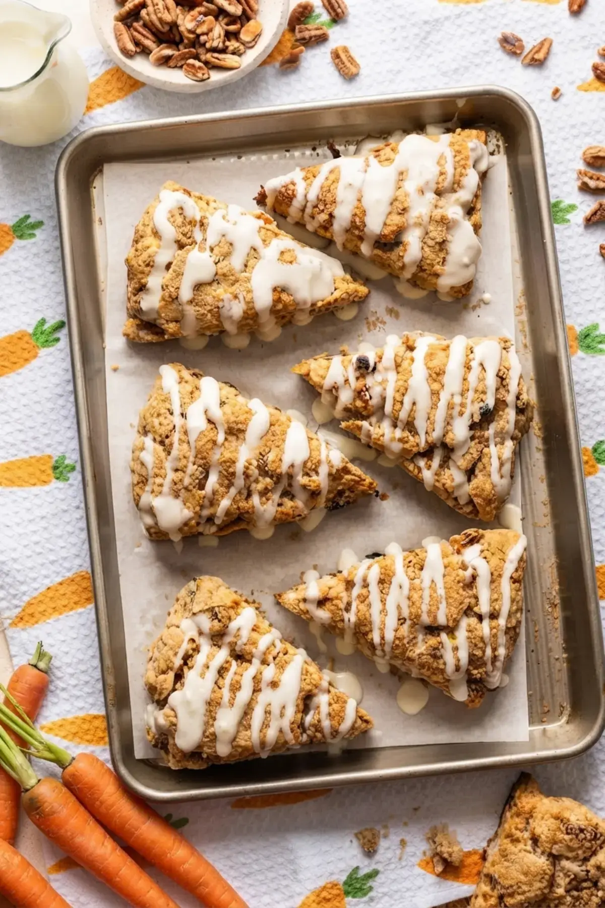 Easy Carrot Cake Scones With Cream Cheese Glaze, Step By Step Instructions