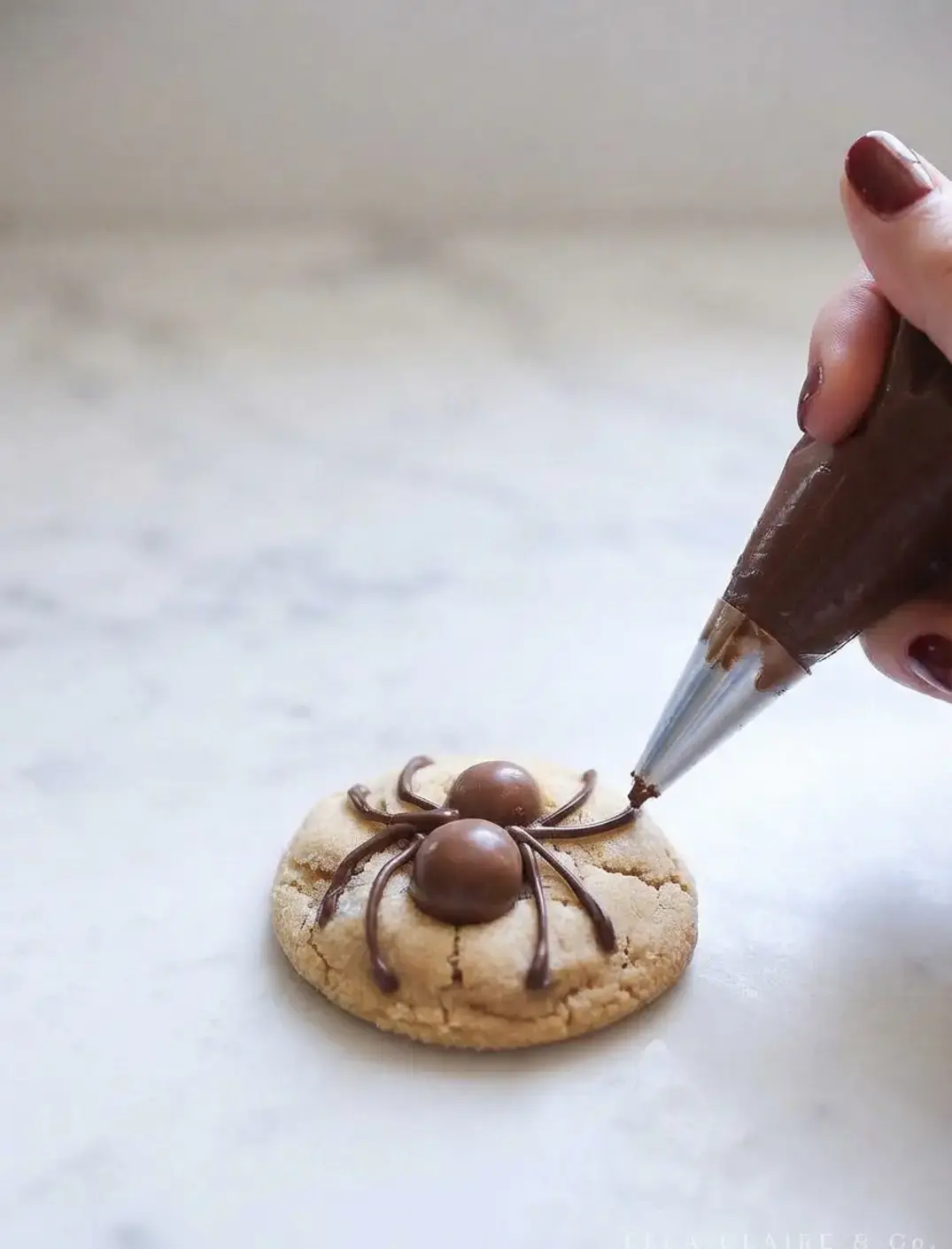 Peanut Butter Spider Cookies, Add The Spiders
