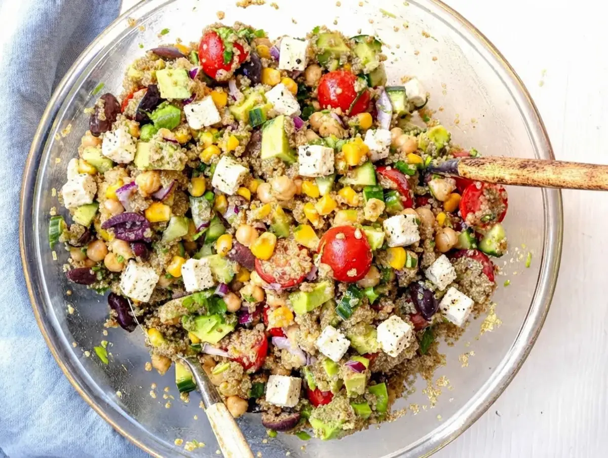 Mediterranean Quinoa Chickpea Salad With Feta And Fresh Vegetables 22 Quinoa Chickpea Salad, 4. Toss Everything Together