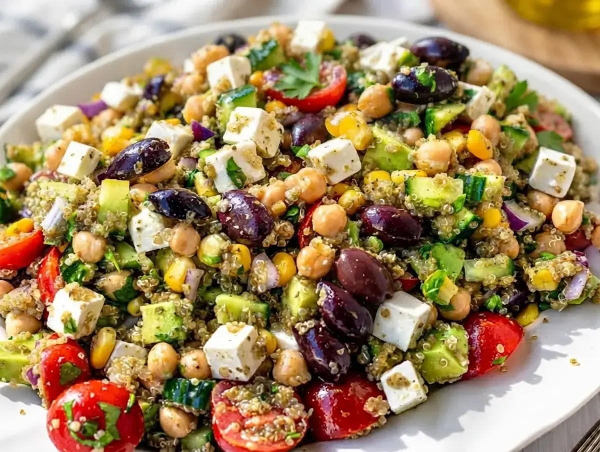 Mediterranean Quinoa Chickpea Salad With Feta And Fresh Vegetables 18 Quinoa Chickpea Salad, Ingredients