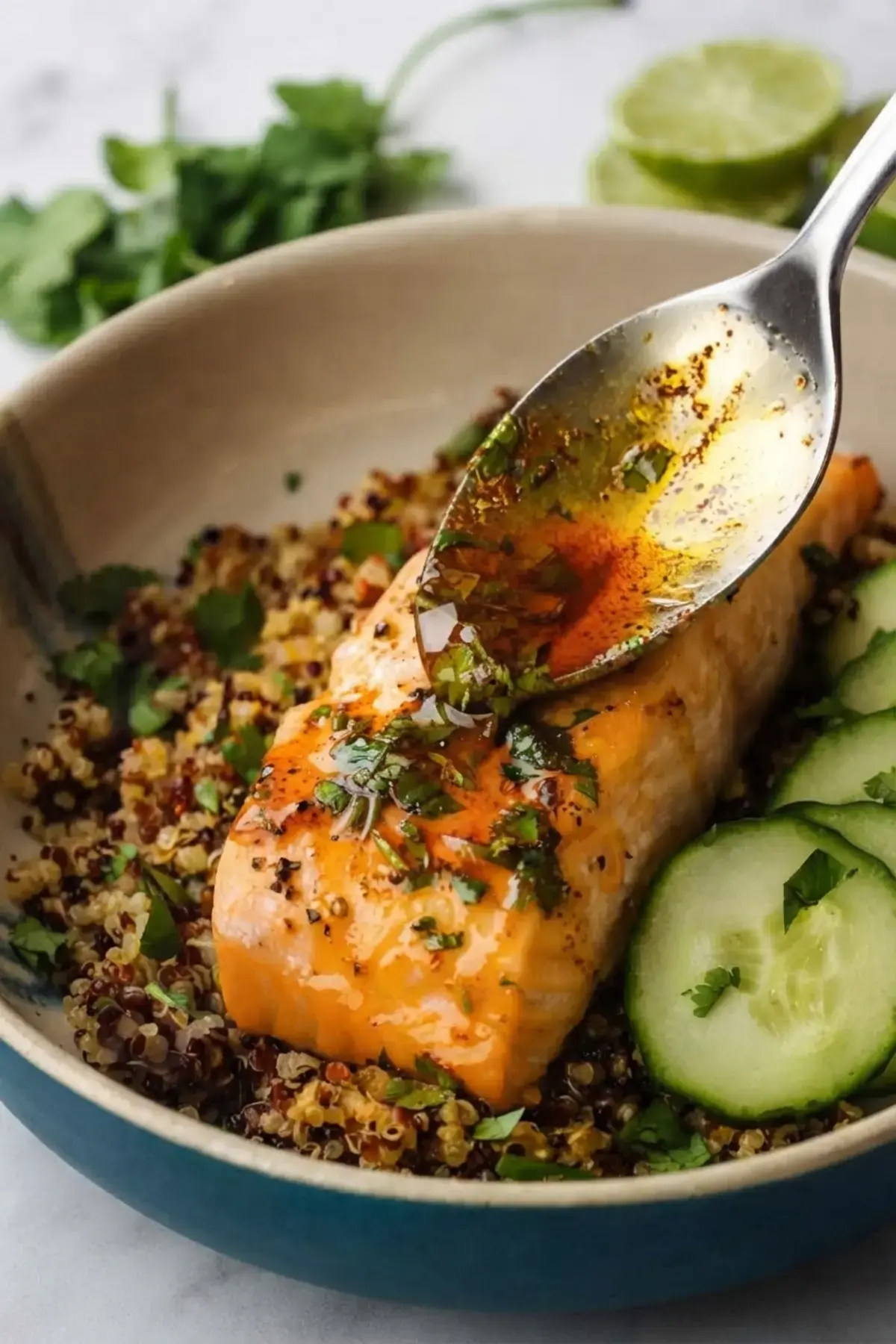 Roasted Salmon Quinoa Bowls, Make The Dressing