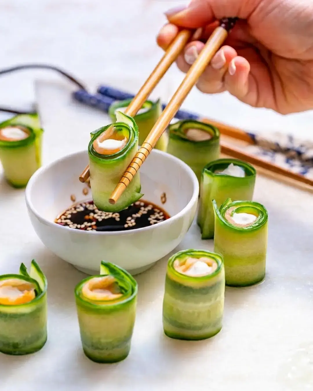 Smoked Salmon Cucumber Rolls, Instructions
