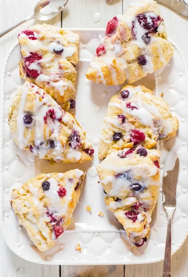 The Best Glazed Mixed Berry Scones, Frozen Fruit Tip